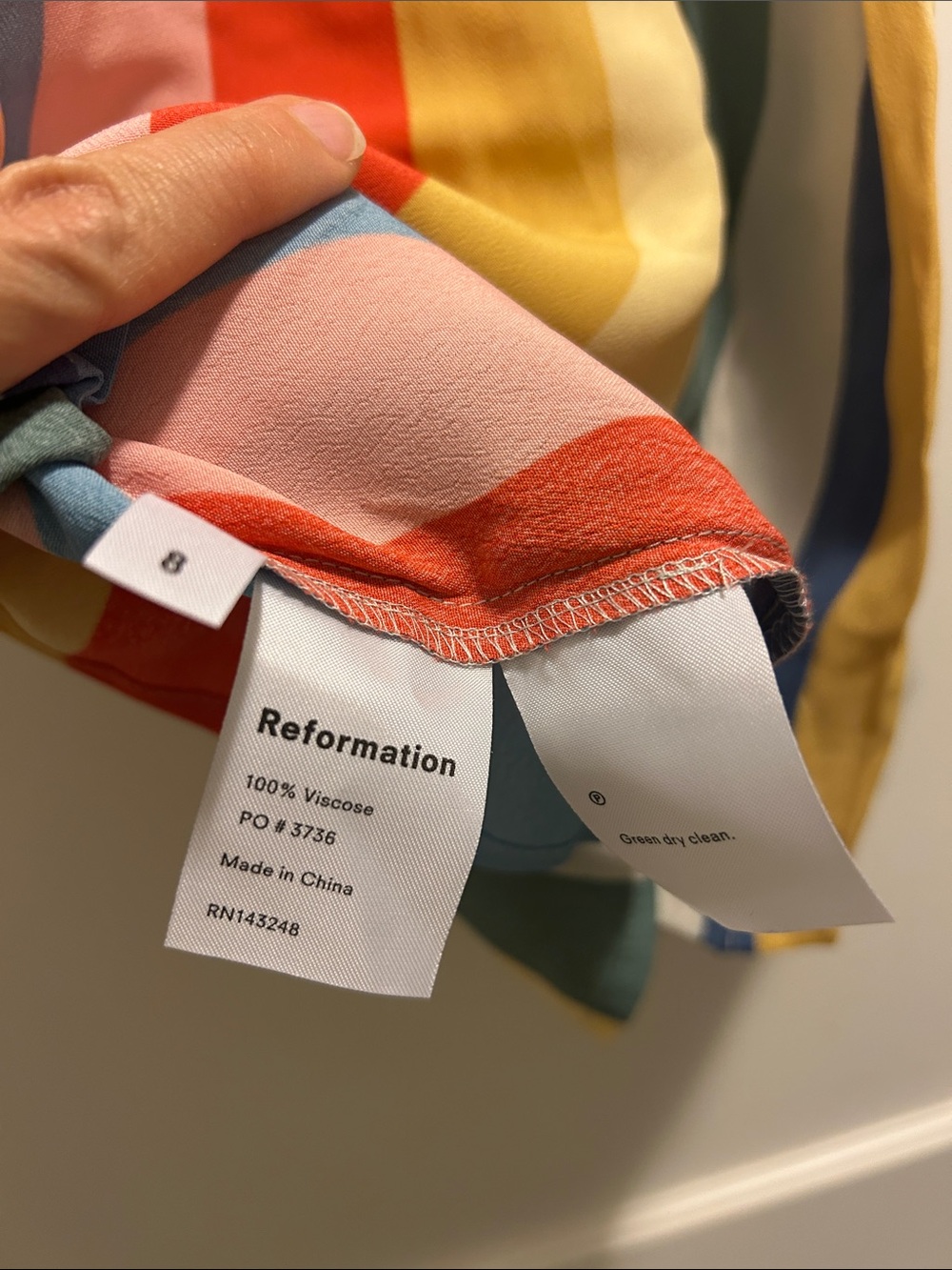 Reformation Striped Starburst Rainbow Color Lindsay Dress - Size 8, NWOT - Picture 5 of 5